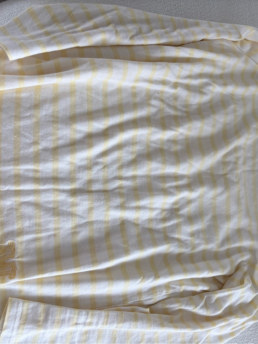 MaxMara White and Pale Yellow Striped Long Sleeve Tee